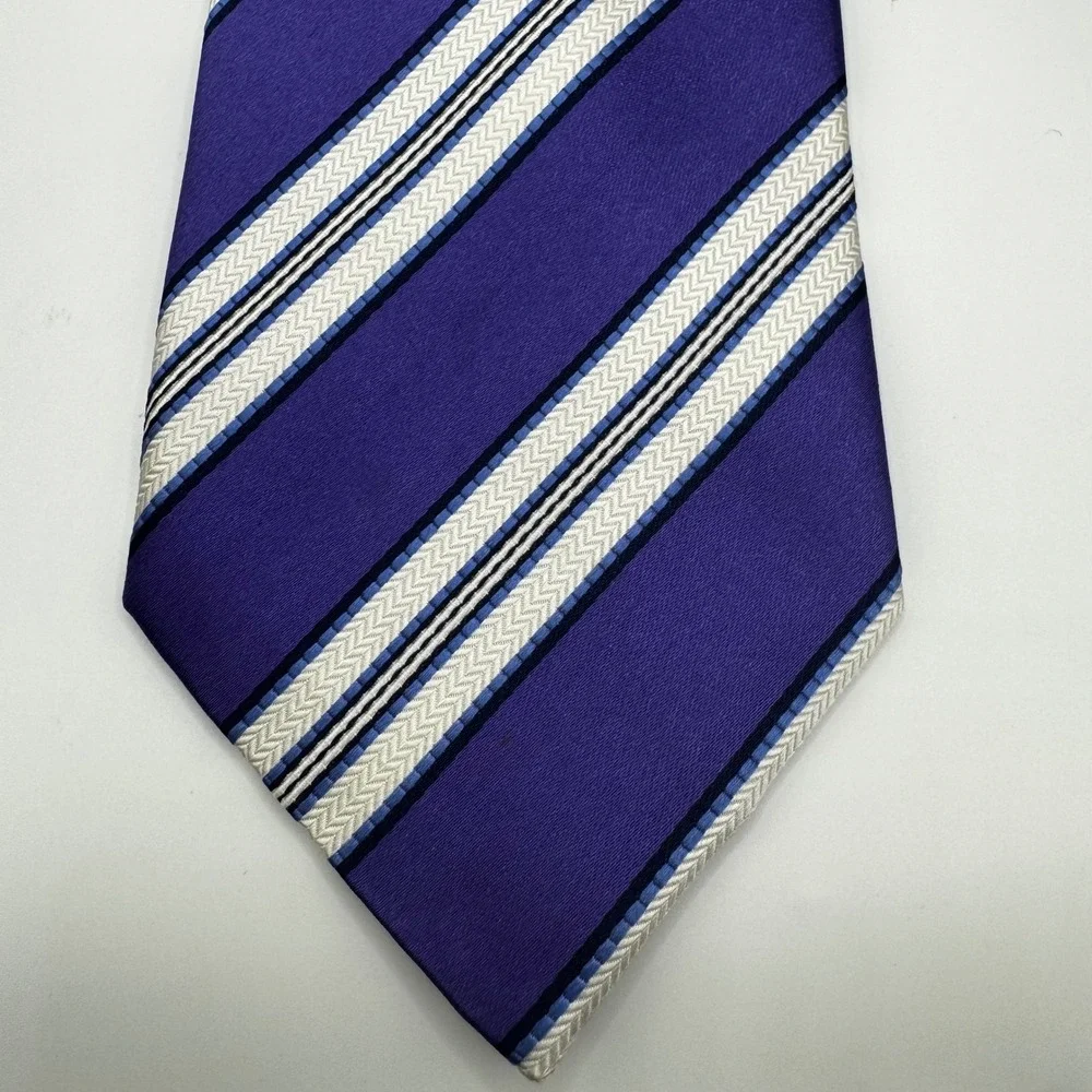 Donald J Trump Signature Collection Mens Purple Striped Silk Tie Luxury Designer - Picture 2 of 6
